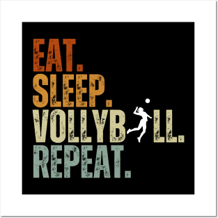 Eat Sleep Volleyball Repeat Funny Volleyball Players Boys Posters and Art